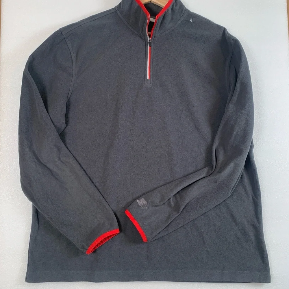 STARTER Men’s 1/4 Zip Grey Pullover Fleece Sweater Size Large 42-44